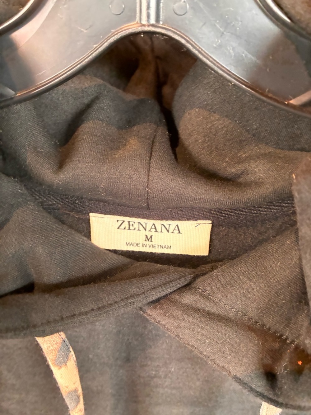 Zenana Outfitters Black Hoodie with Animal Print Accents - Picture 6 of 7